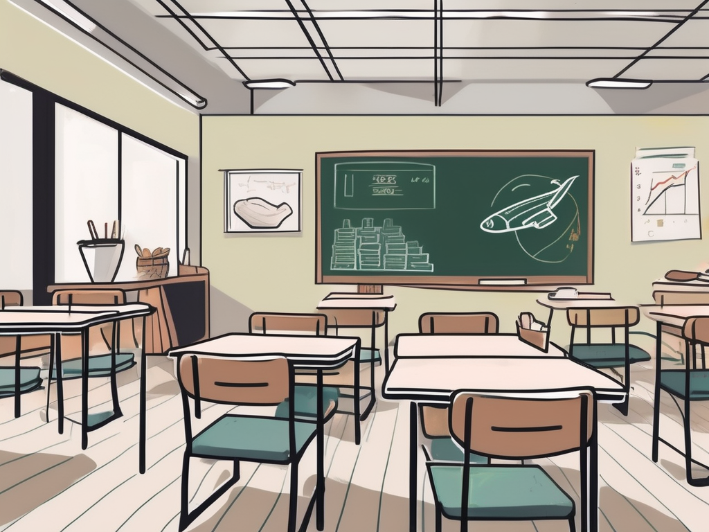 A classroom setting in taiwan with a chalkboard