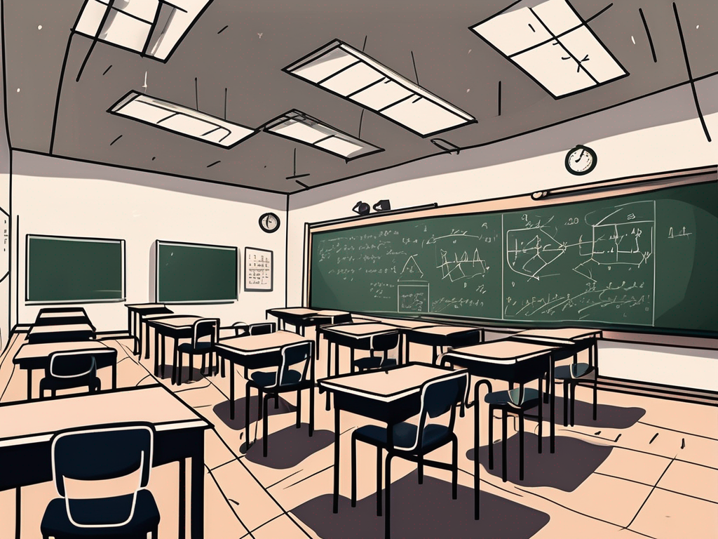 A classroom setting in malaysia with empty desks and chairs