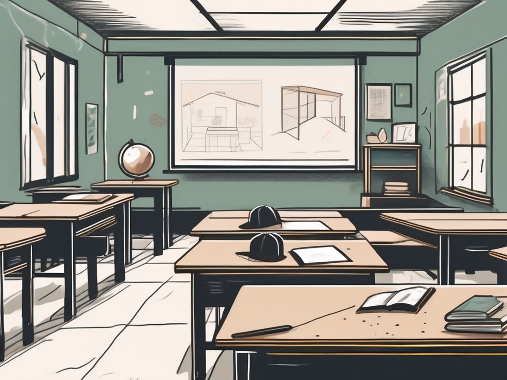 A classroom setting in hong kong with a chalkboard