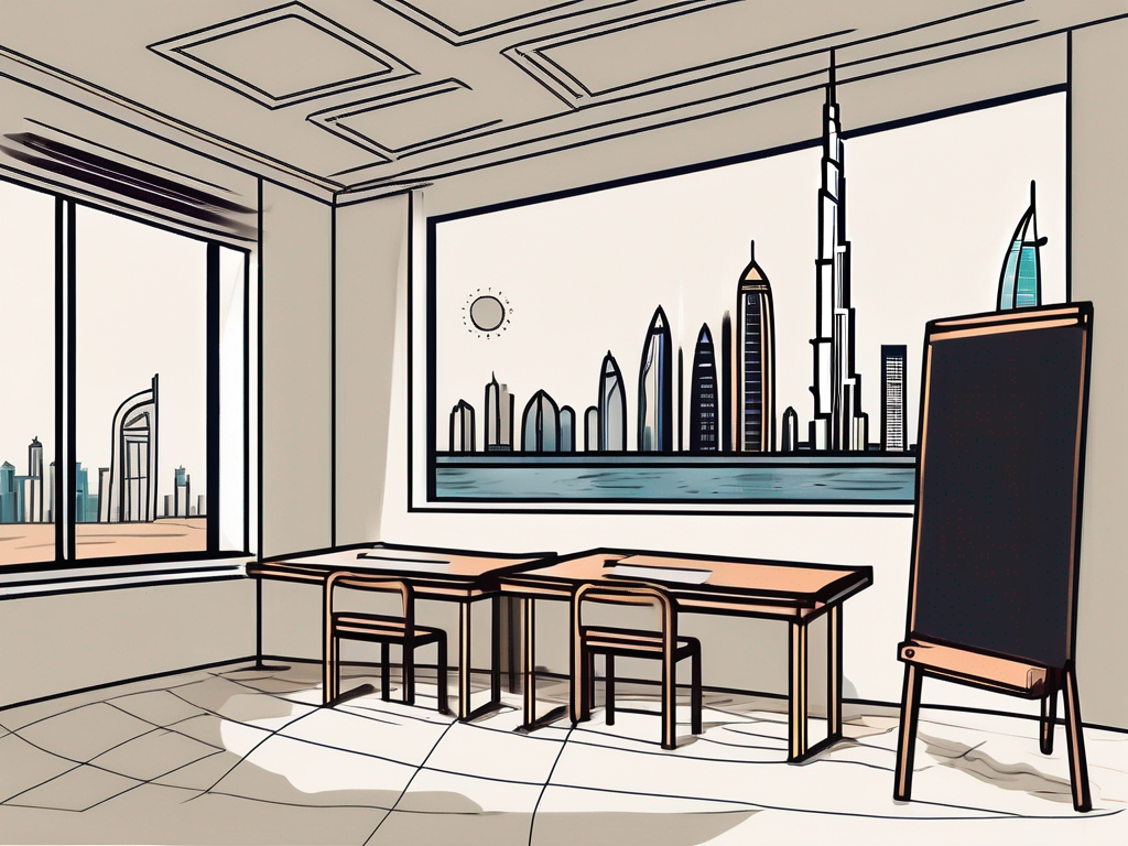 A classroom setting with a globe