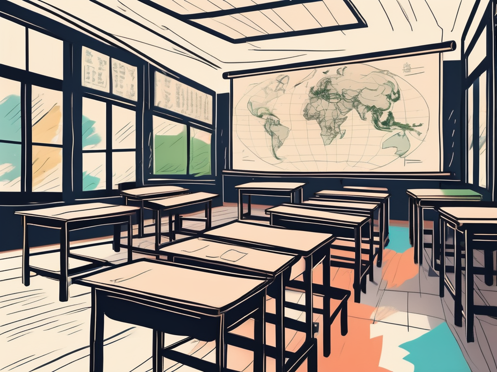 A traditional cambodian classroom setting with chalkboards