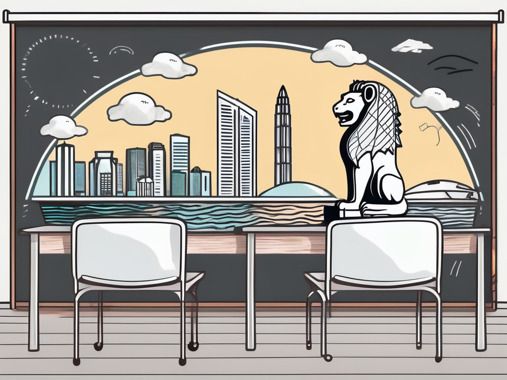 A classroom setting in singapore with a chalkboard