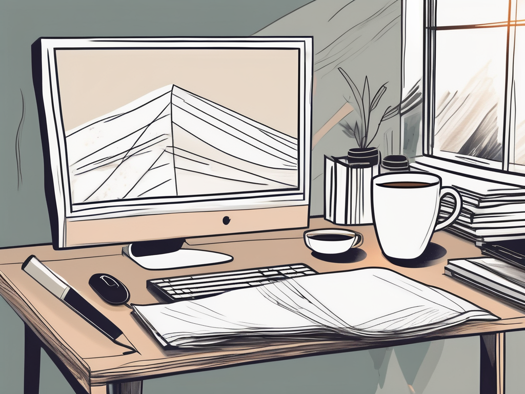 A desk with a computer