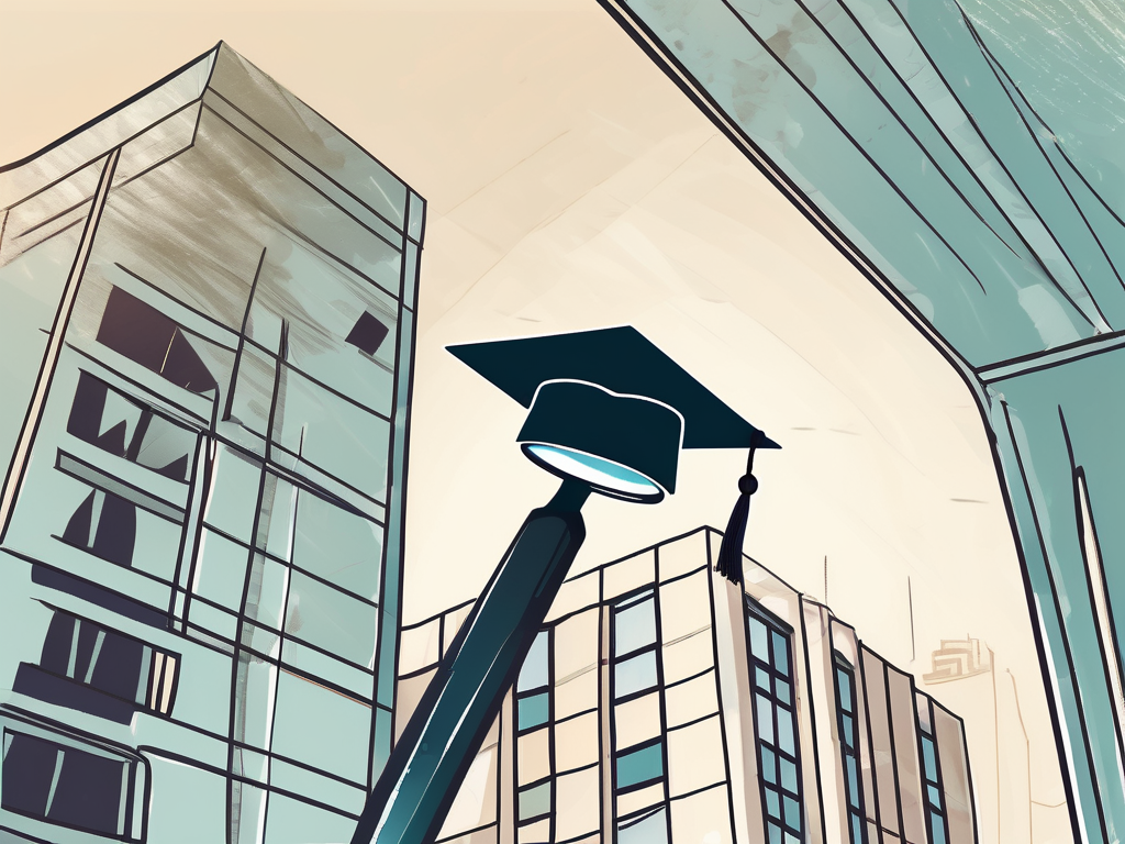 A symbolic graduation cap on top of a school building in dubai
