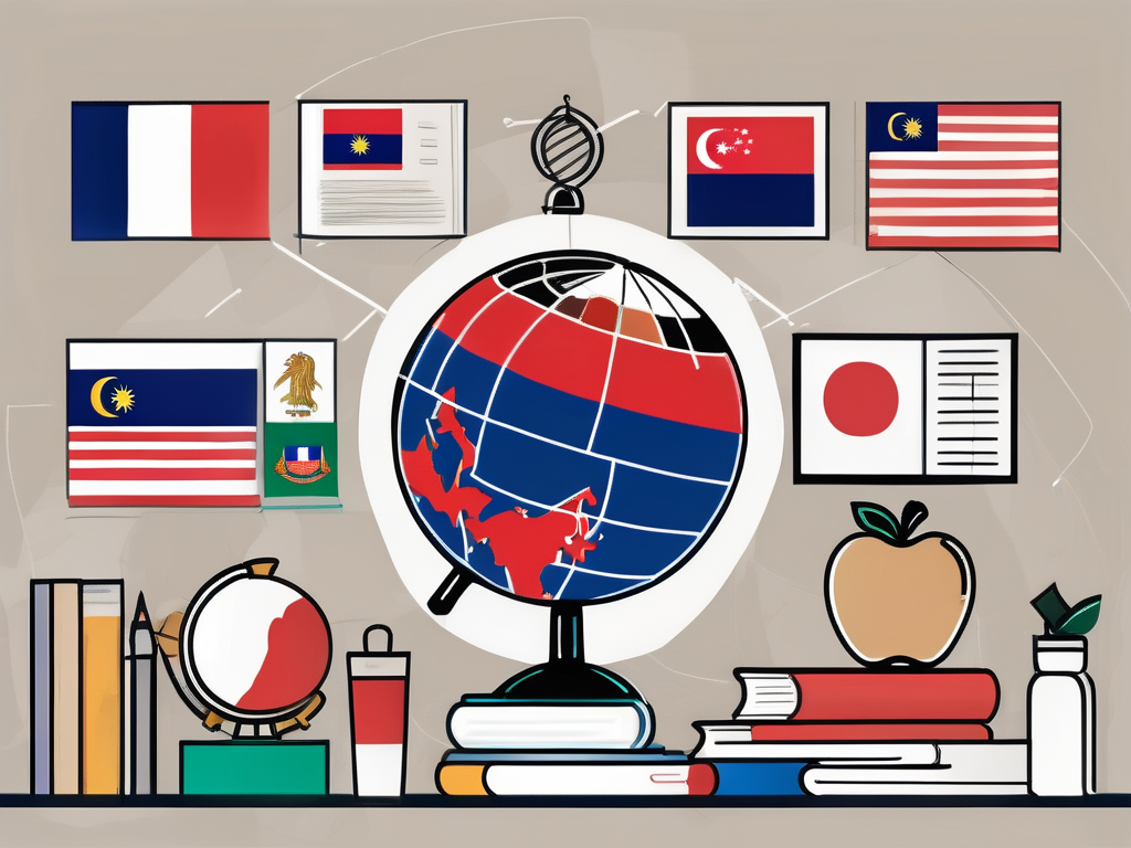 A classroom setting with global elements
