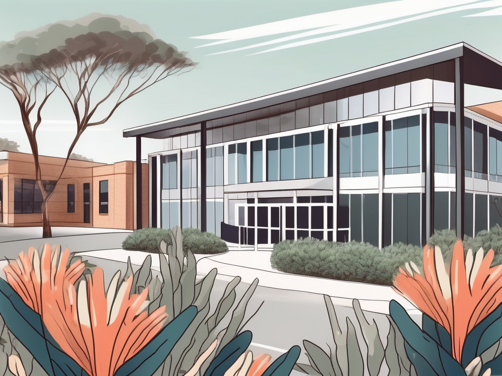 An international school building in australia with a 'hiring' sign hanging at the entrance