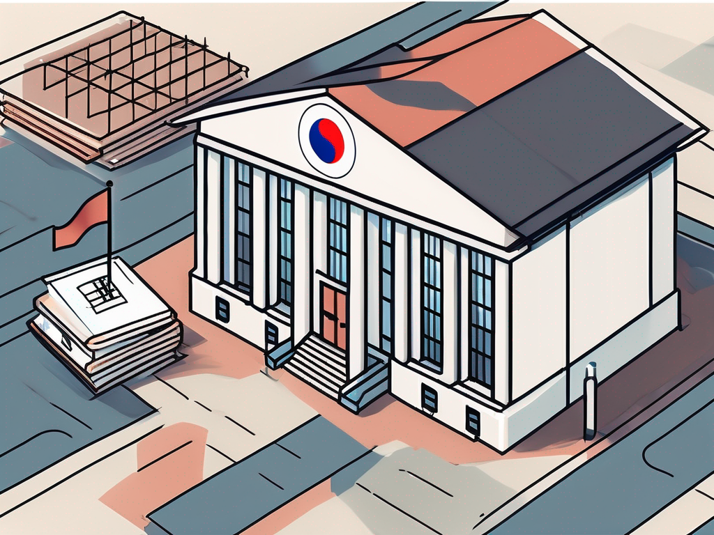 A school building with the south korean flag flying above it