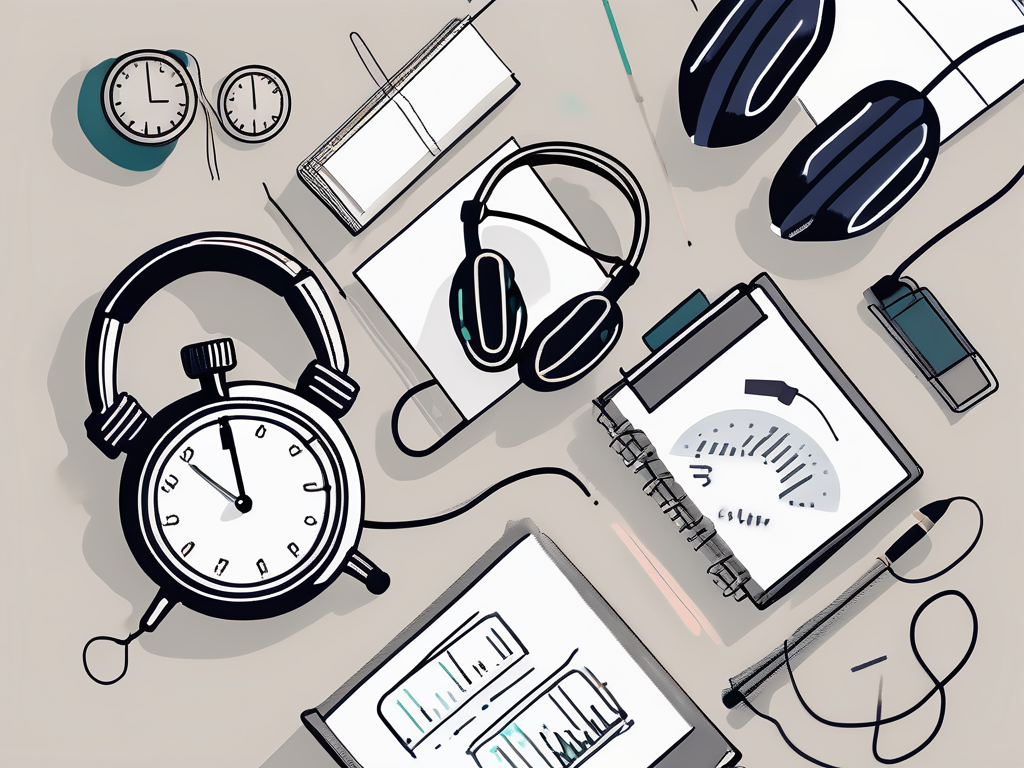A classroom setting with various coaching tools like headphones