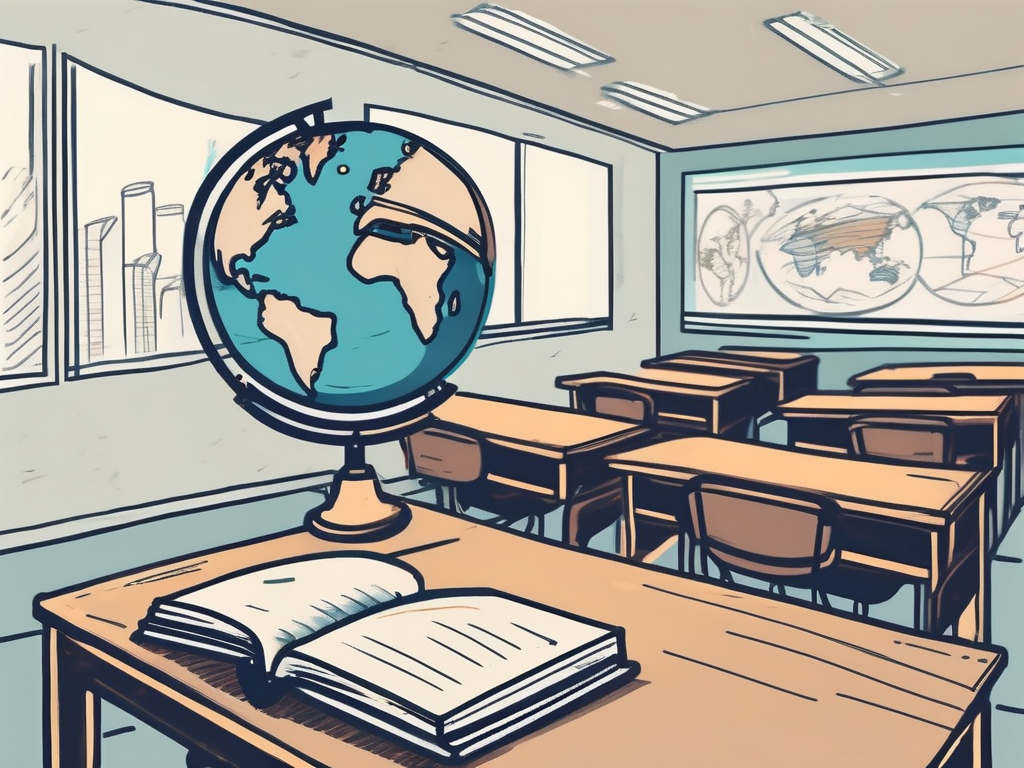 A classroom setting in singapore with a globe