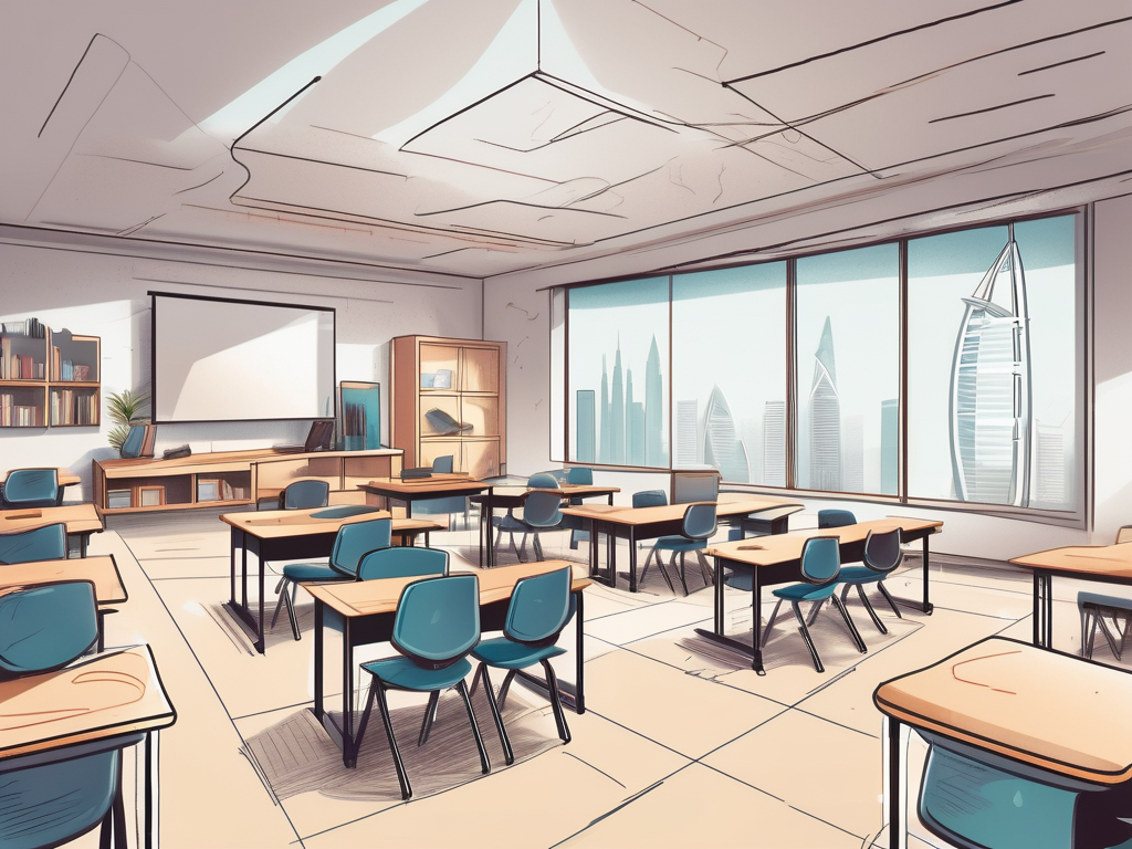 A classroom setting with an array of educational tools such as a globe