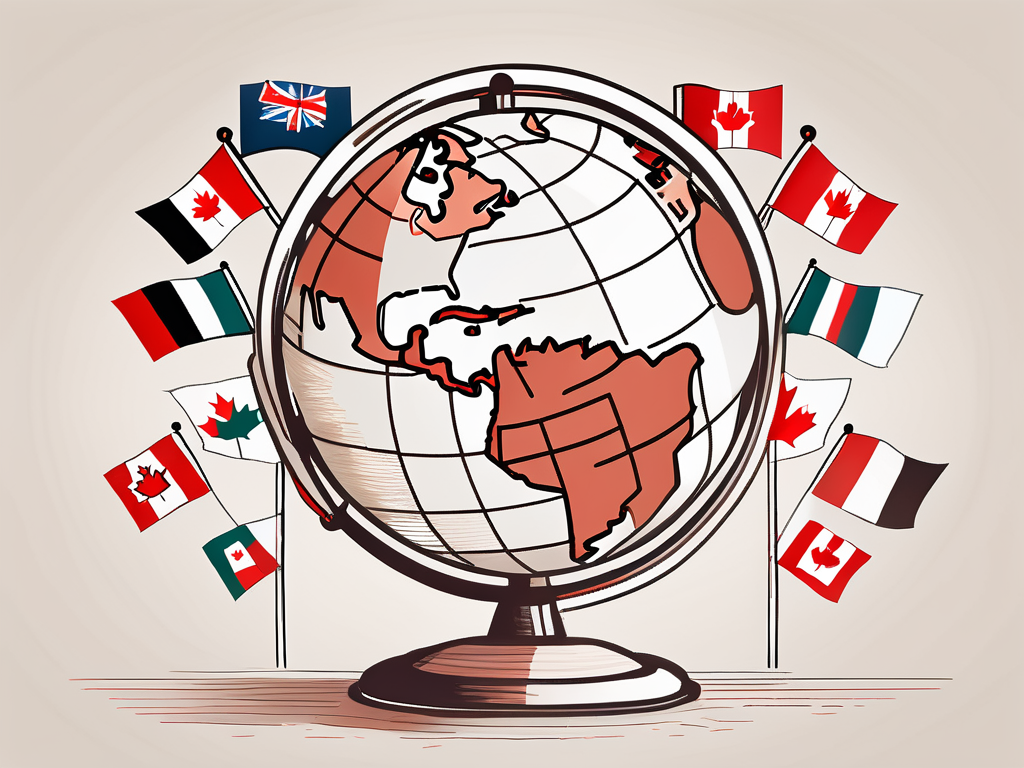 A globe with canada highlighted