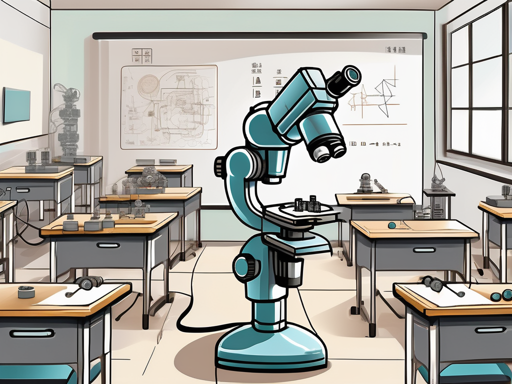A classroom setting in china with various science