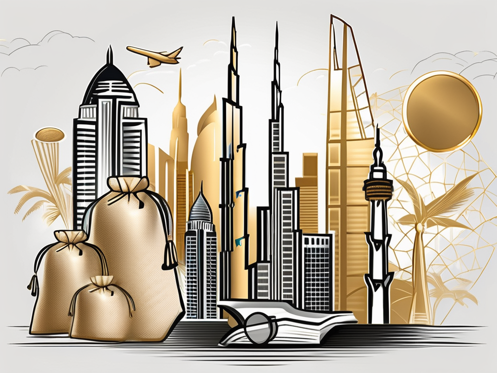 A variety of educational symbols (like books