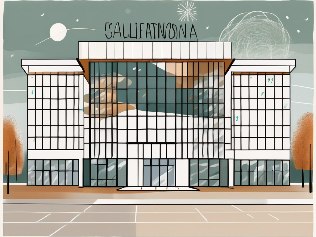 An international school building in estonia with a calendar showing different seasons in the background