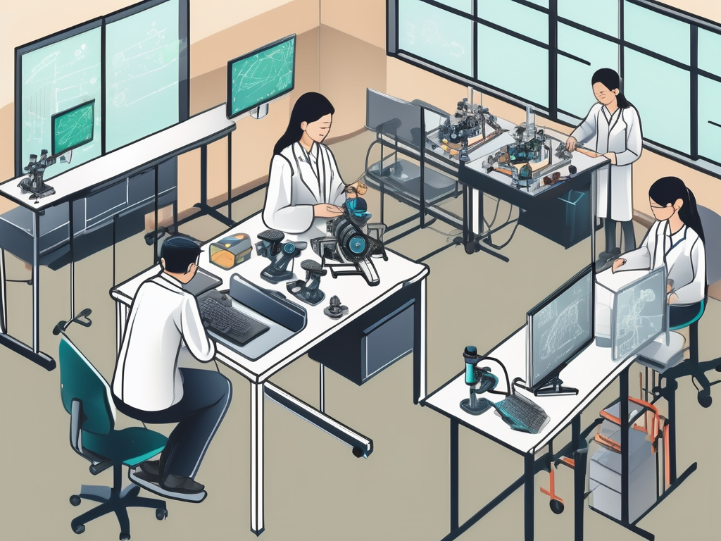 A classroom setting in thailand with various stem-related tools such as a microscope