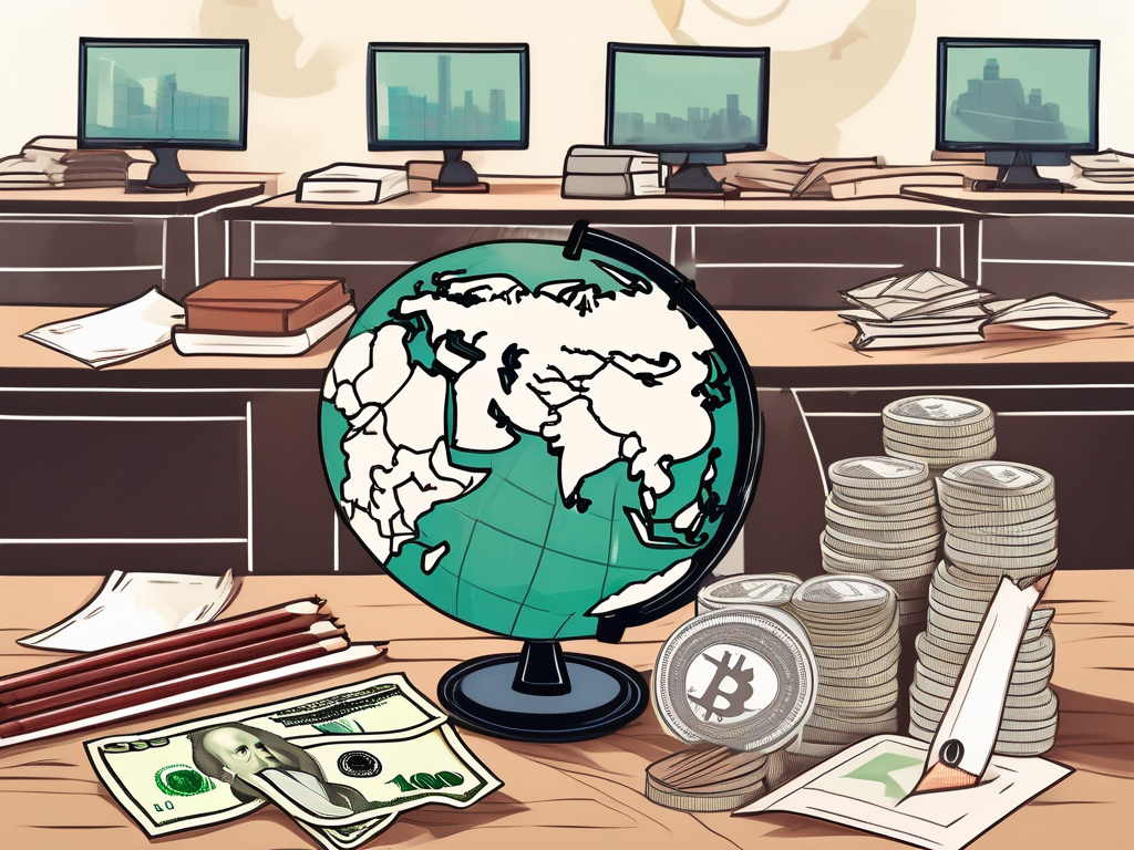 A classroom with various educational tools and a globe