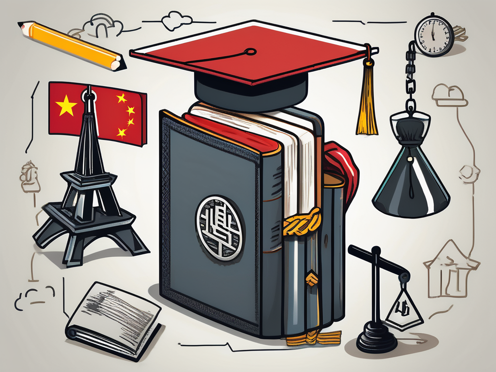 A symbolic representation of china with a graduation cap on top