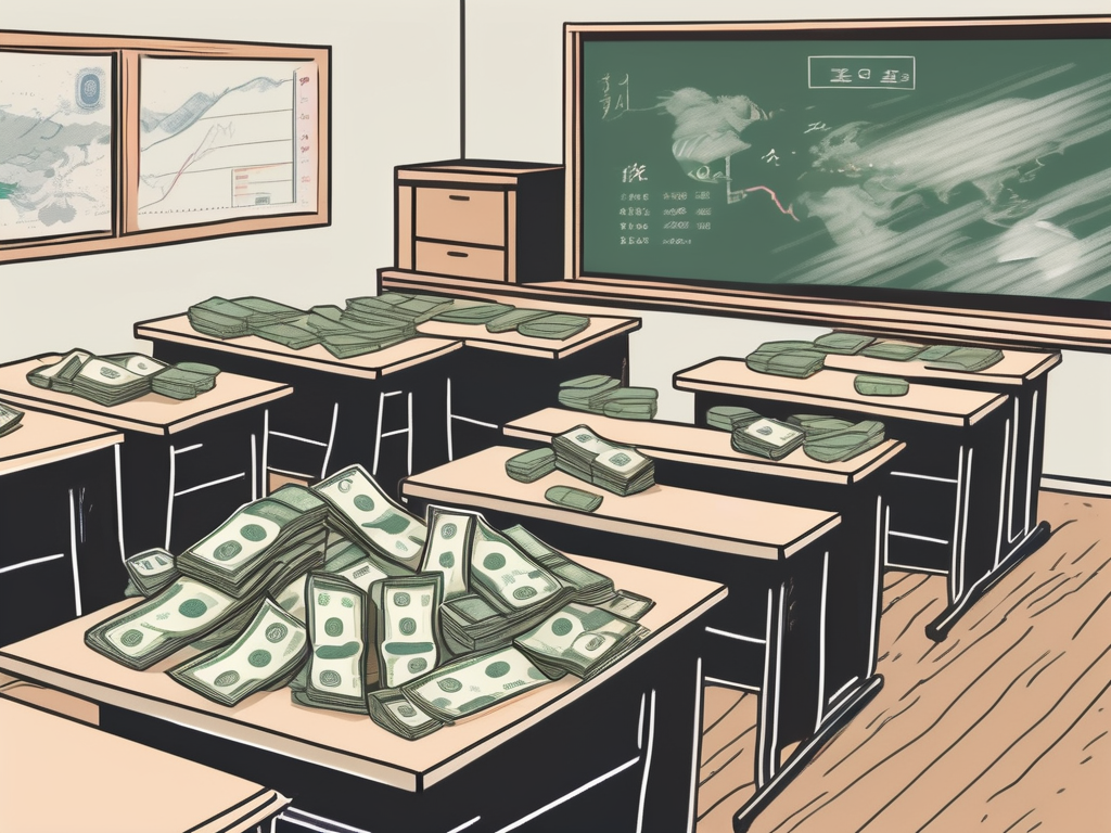 A traditional japanese classroom setting with a chalkboard