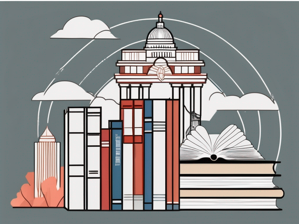 A stack of educational books