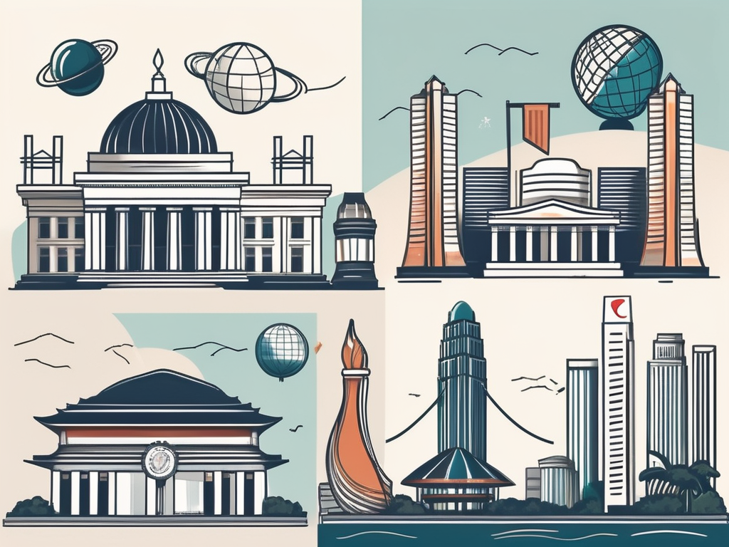 A diverse collection of iconic singapore landmarks