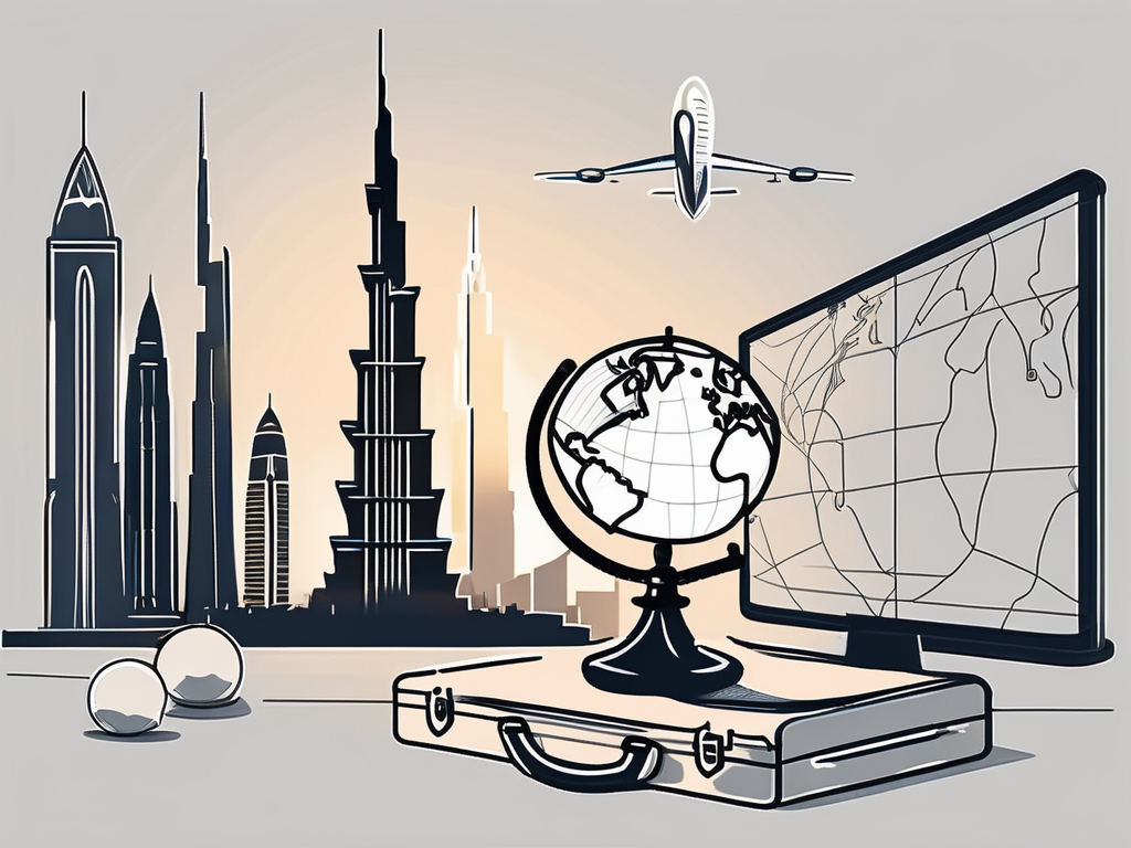 A classroom setting in dubai with a globe