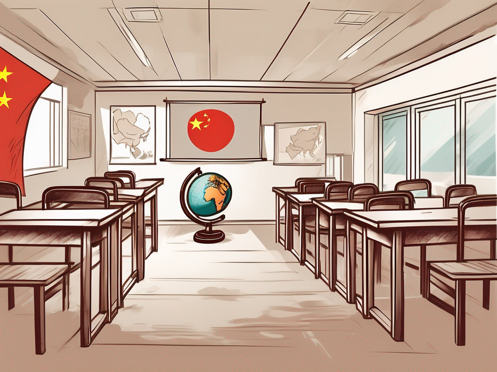 A classroom with a globe