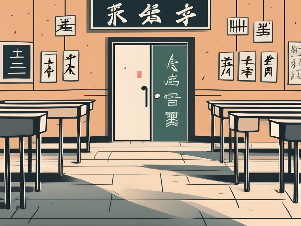 A classroom setting with diverse cultural symbols