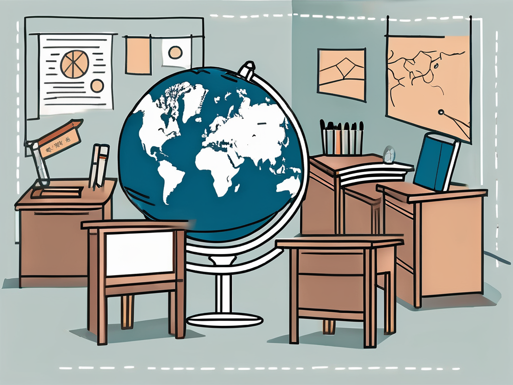 A classroom setting with various educational tools and resources