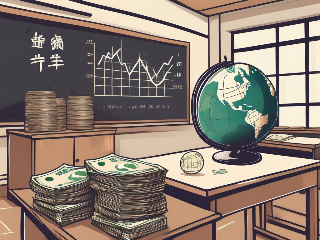 A classroom setting in china with a globe