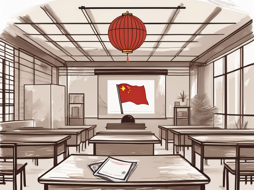 A classroom setting with chinese cultural elements
