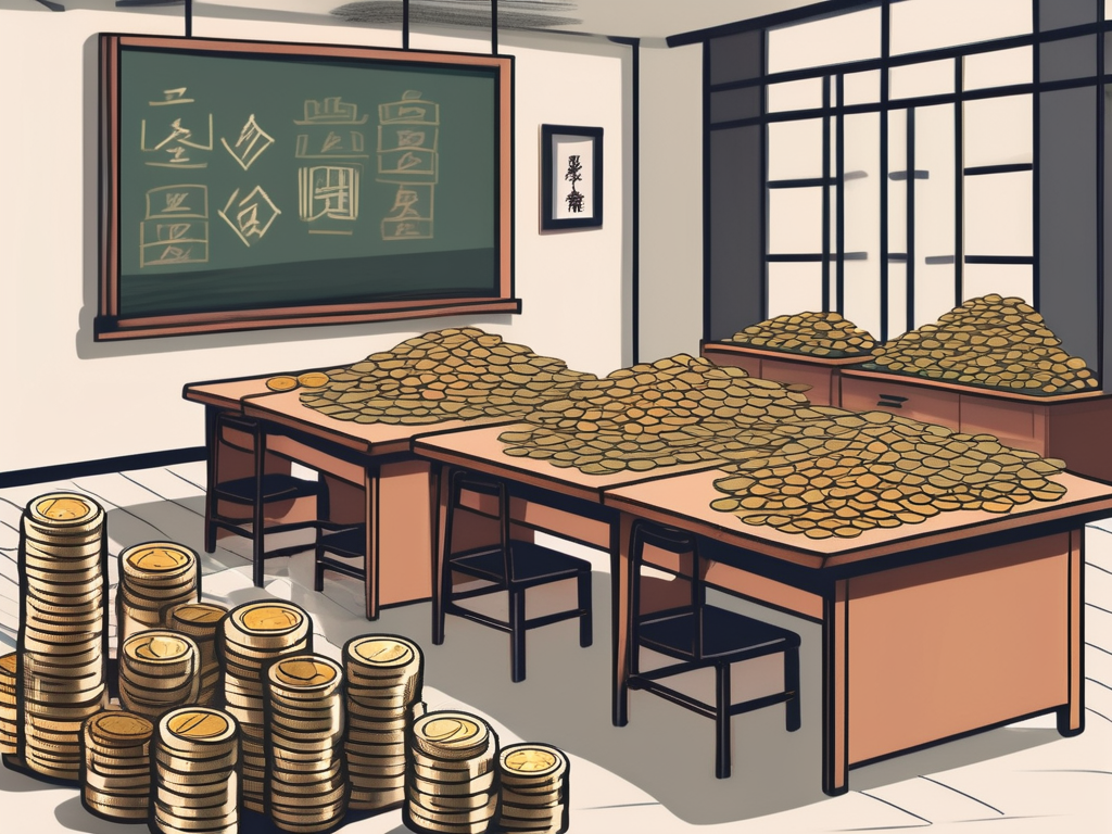 A traditional chinese classroom setting with a teacher's desk