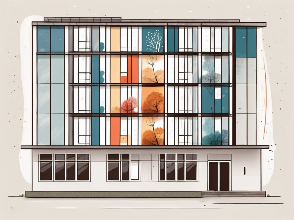An international school building in luxembourg with a calendar showing different seasons