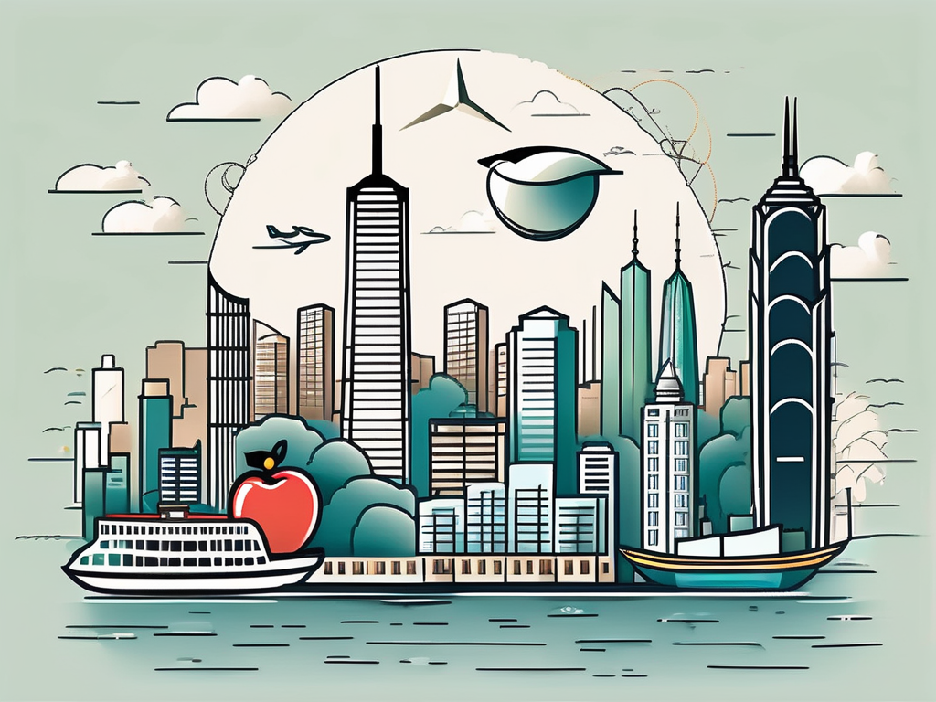 Various iconic landmarks of hong kong such as the skyline