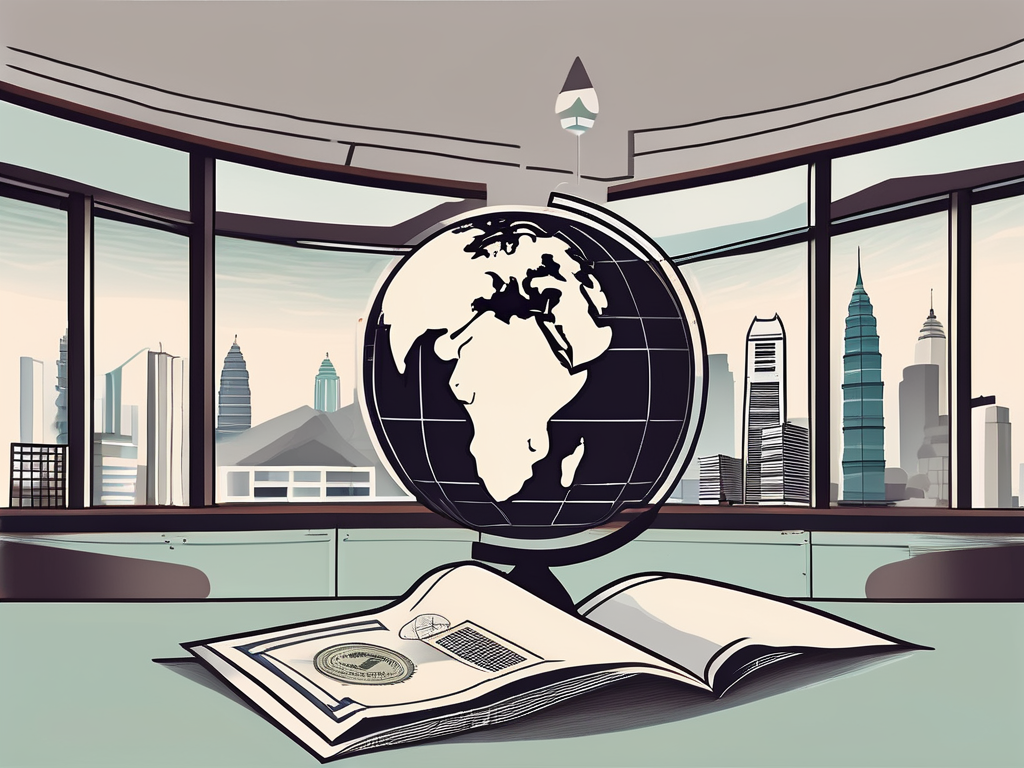 A classroom setting with a globe