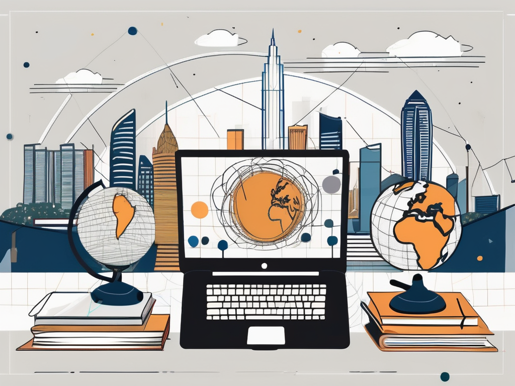 A diverse array of school-related items such as globes