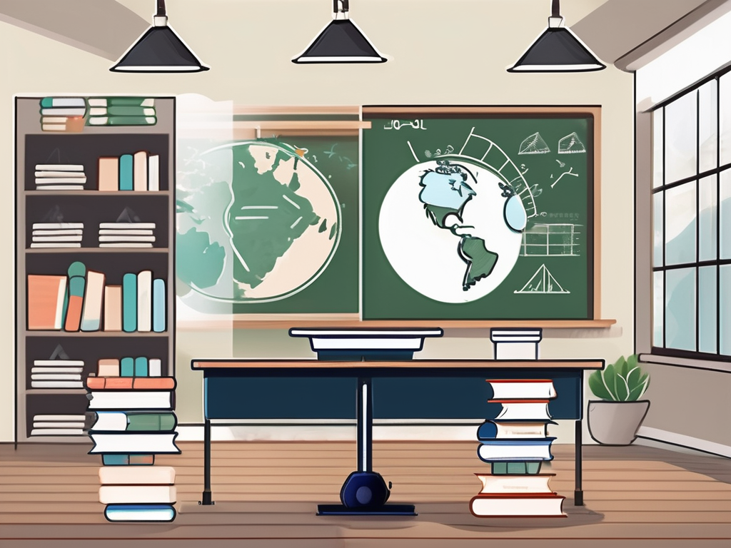 A classroom setting in malaysia with various educational tools like books