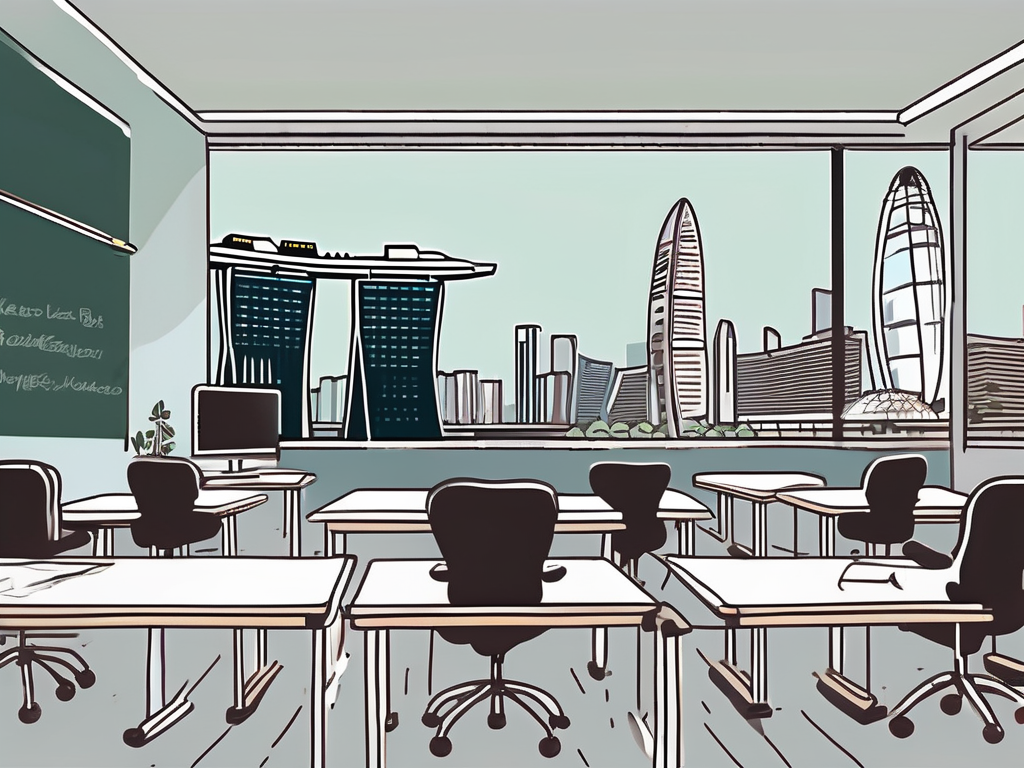 A classroom setting in singapore with a chalkboard