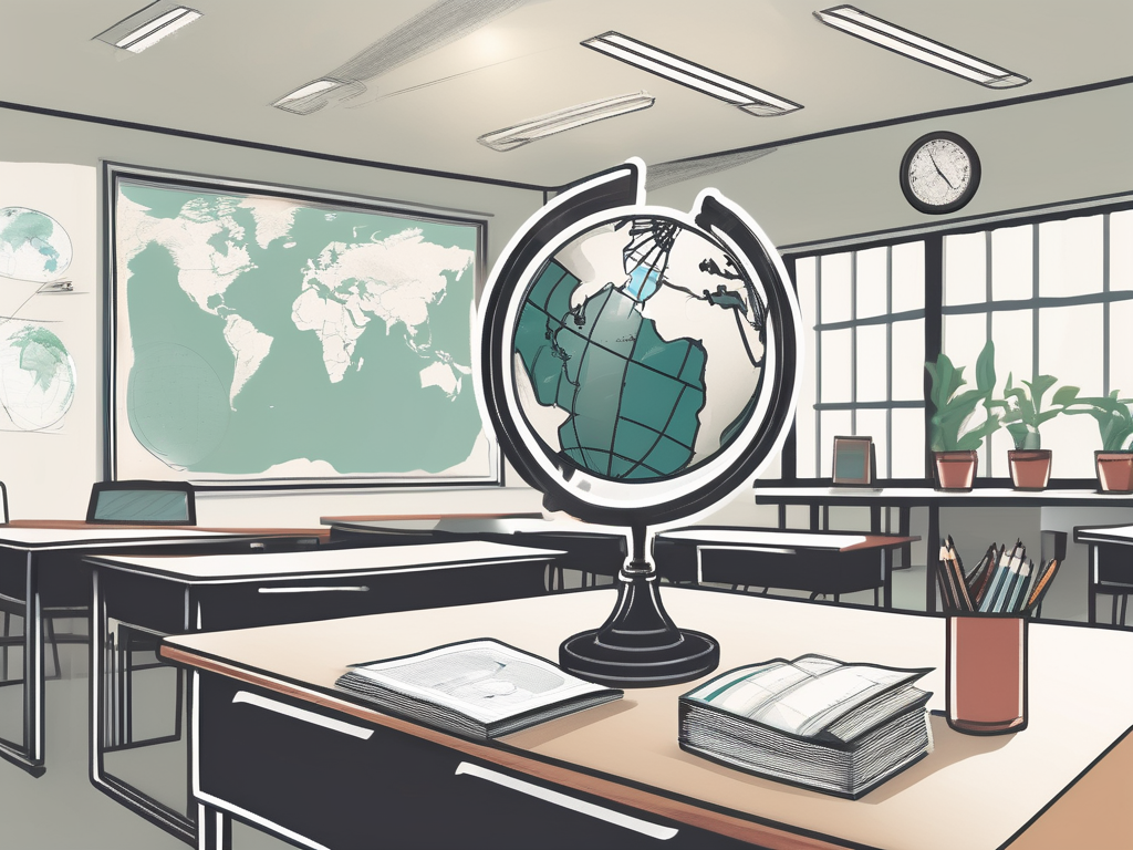 A classroom setting with various teaching aids