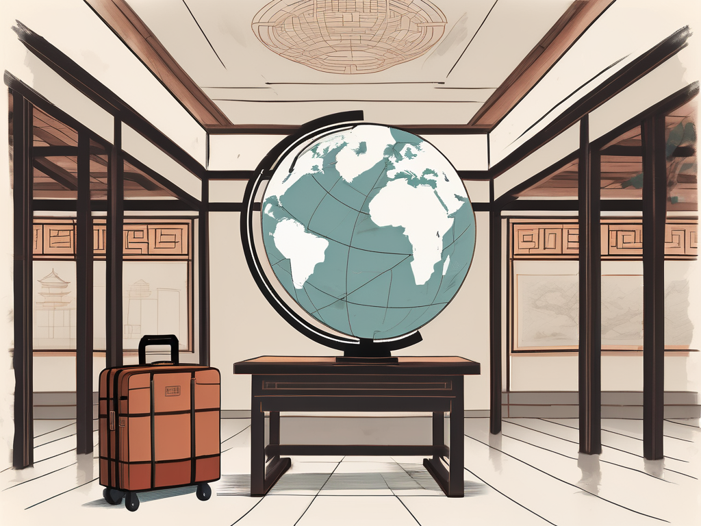 A classroom setting with traditional chinese architectural elements