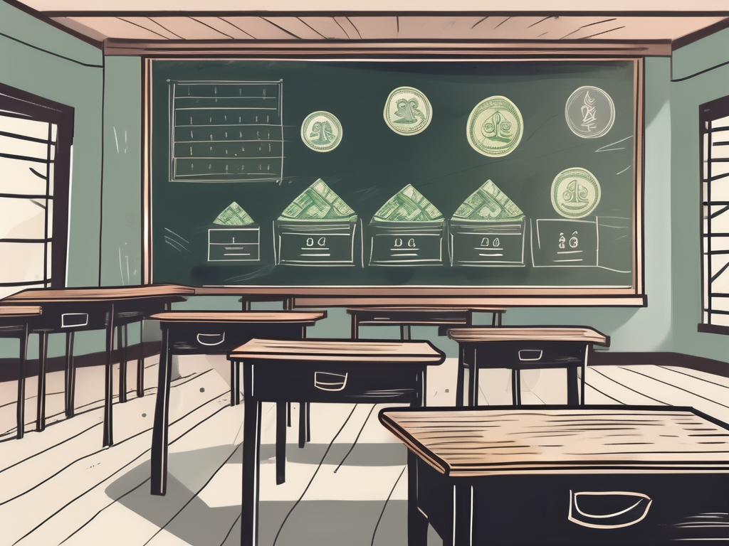 A traditional cambodian classroom setting with a chalkboard