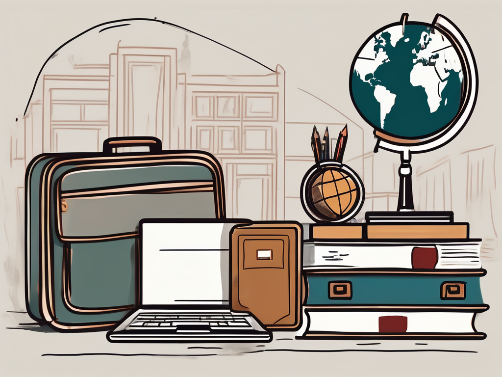 A classroom setting in dubai with a globe