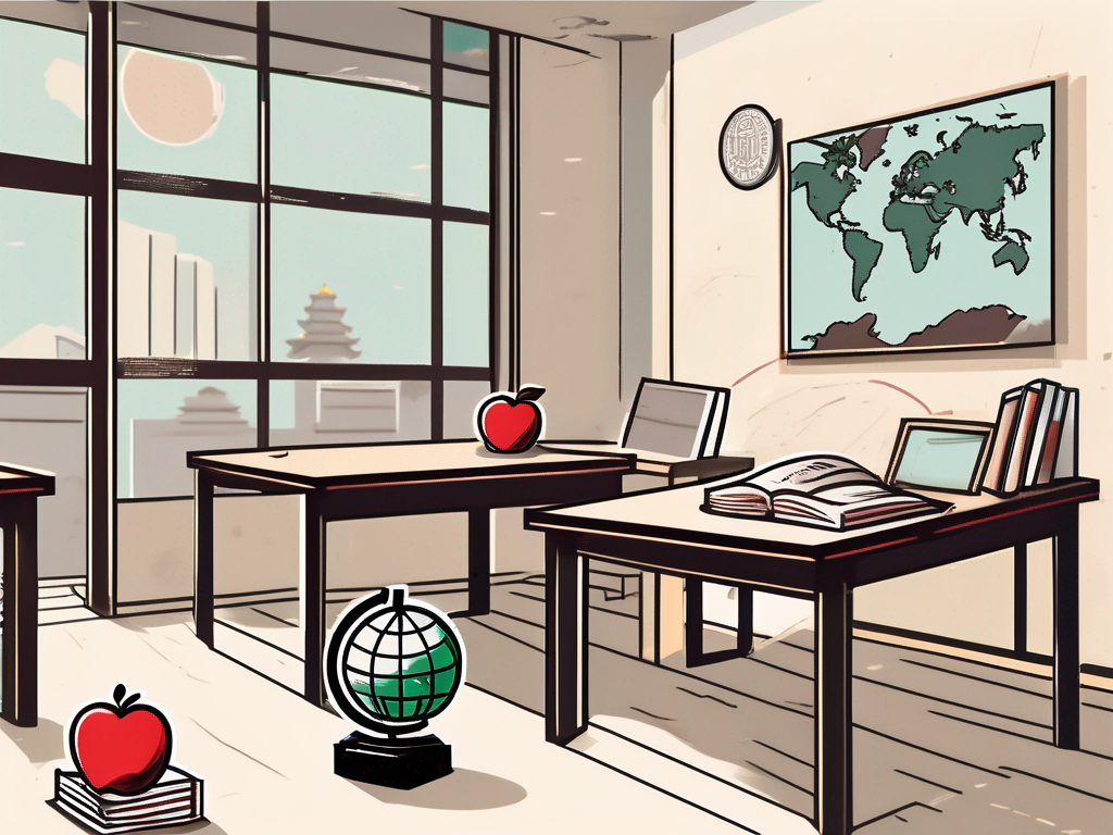 A classroom with chinese cultural elements