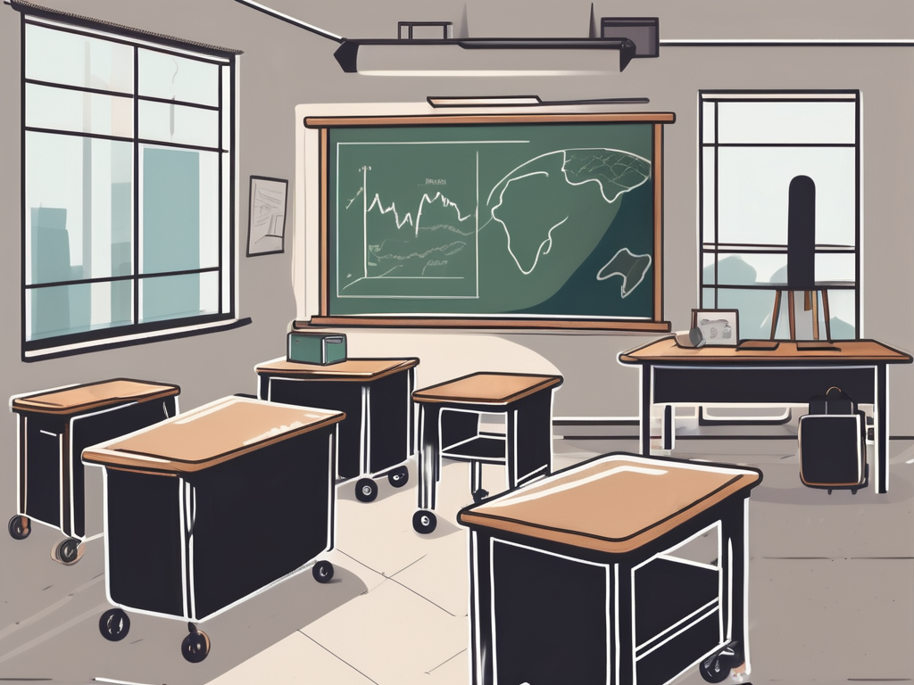 A classroom setting in malaysia with a chalkboard