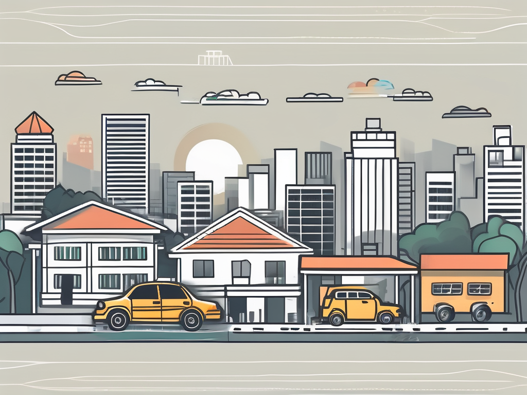 A singapore cityscape featuring iconic landmarks