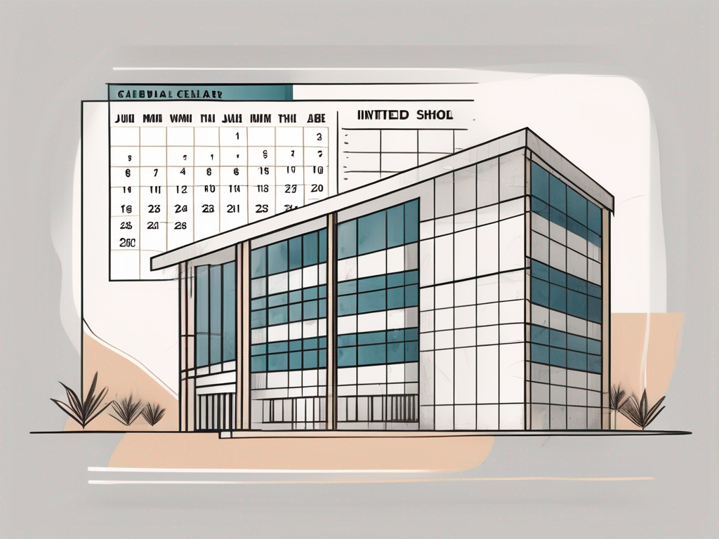 An international school building in the united arab emirates with a calendar and a clock