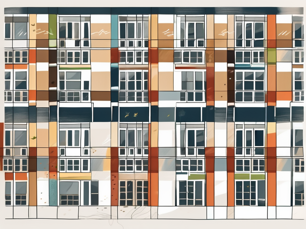 A diverse collection of international school buildings in berlin with a calendar showing different seasons in the background