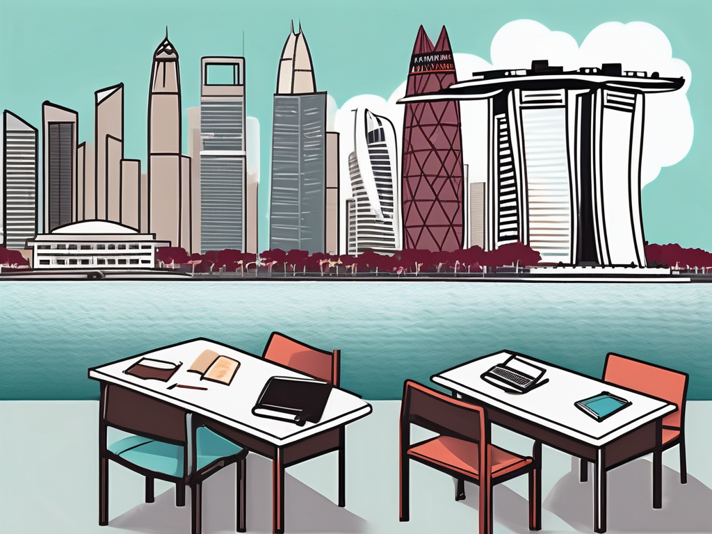 A classroom setting split into two halves