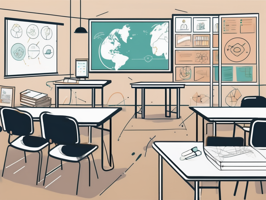 A classroom setting in singapore with an iqts (interactive quality teaching system) displayed prominently