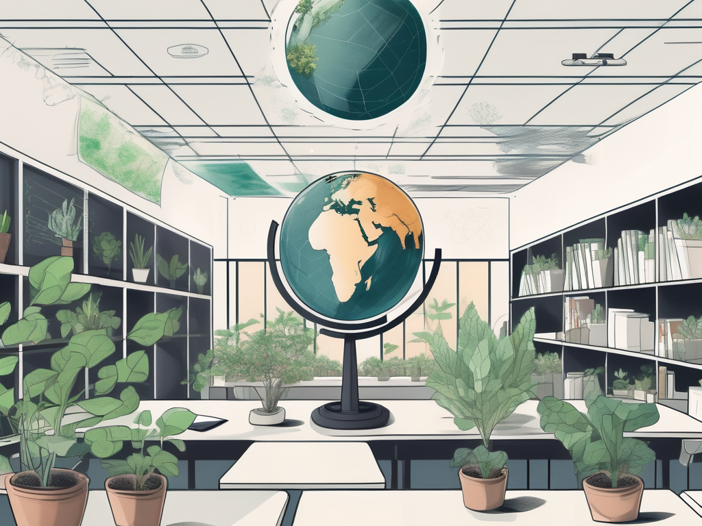 A classroom setting with elements of nature