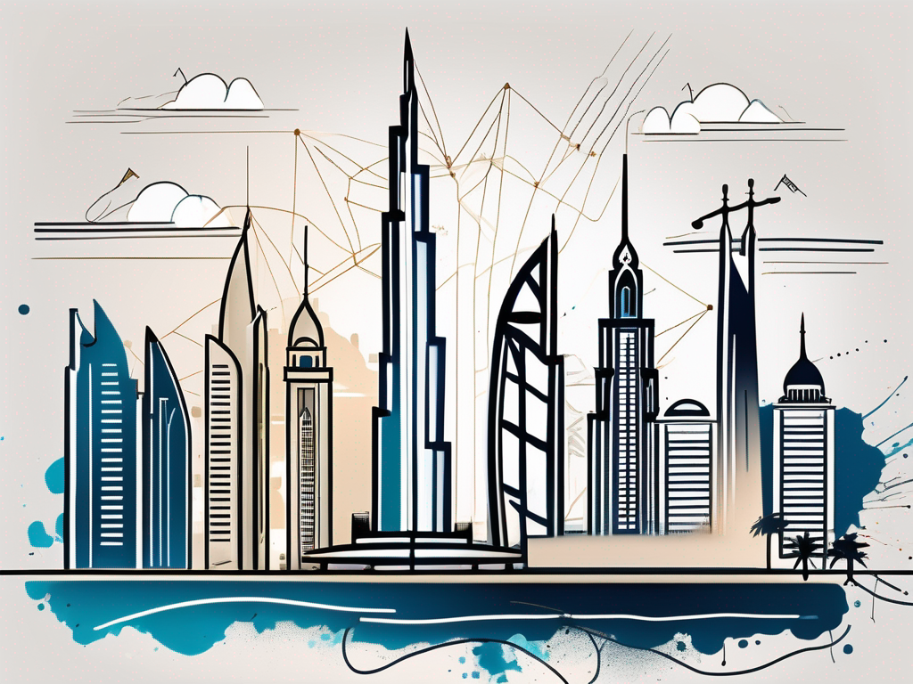 The dubai skyline with prominent educational institutions